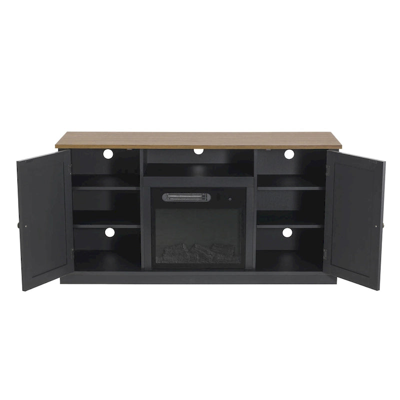 54 in. Charcoal TV Stand for TVs up to 60 in. with Electric Fireplace
