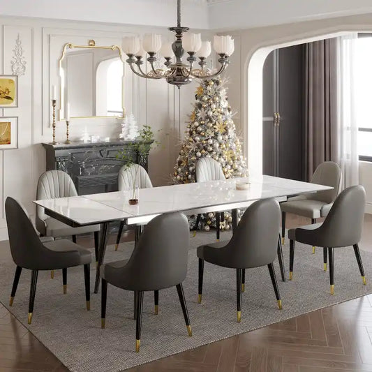 9 - Piece Extendable Sintered Stone Dining Table Dining Set for 8 Person