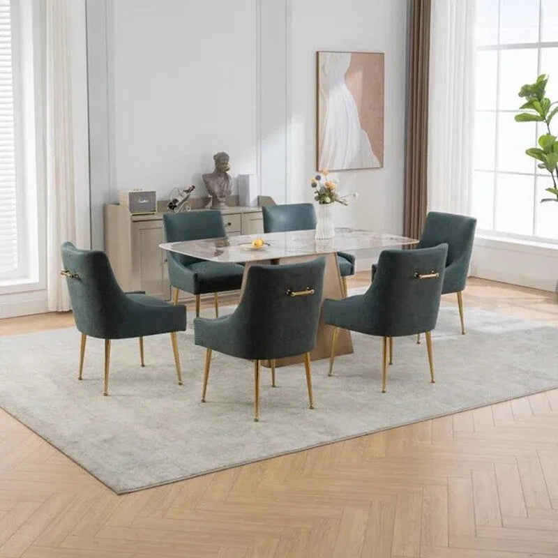 SEYNAR Modern Glam PU Leather Dining Chair or Vanity Chair Set of 6 with Rear Handle