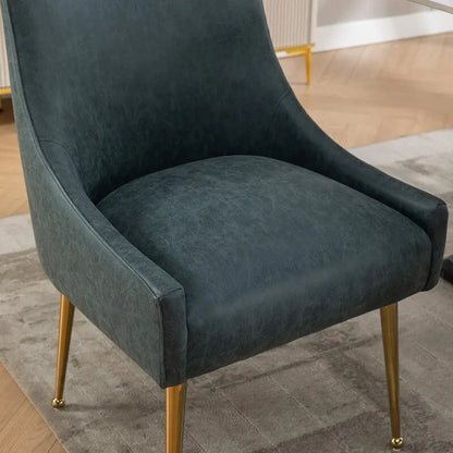 SEYNAR Modern Glam PU Leather Dining Chair or Vanity Chair Set of 6 with Rear Handle