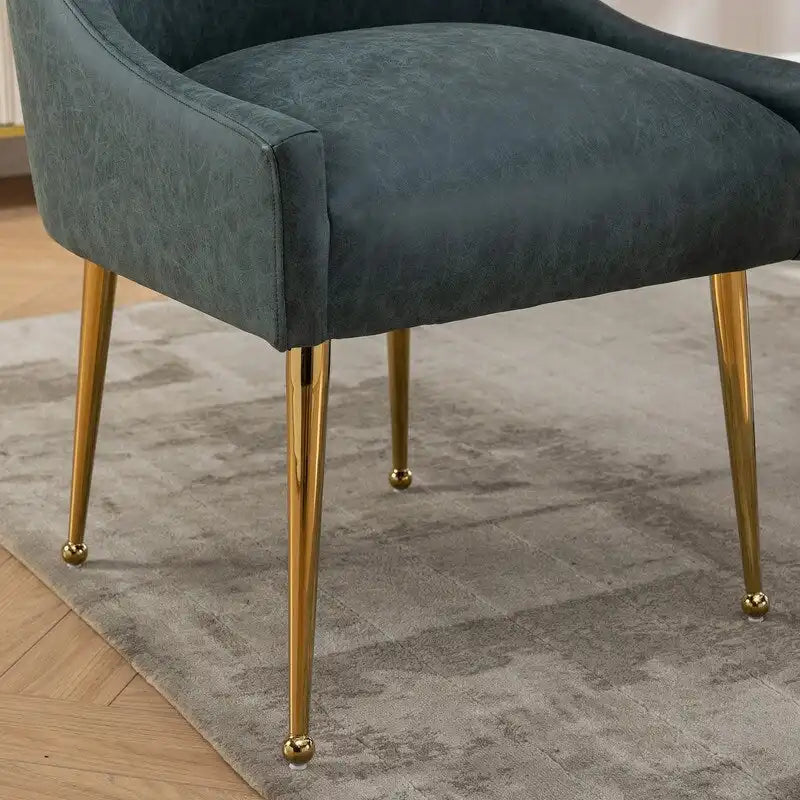 SEYNAR Modern Glam PU Leather Dining Chair or Vanity Chair Set of 6 with Rear Handle