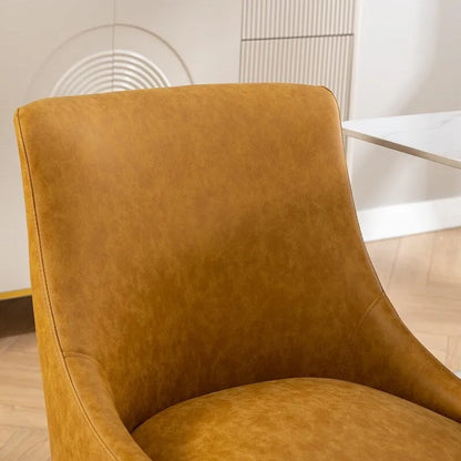 SEYNAR Modern Glam PU Leather Dining Chair or Vanity Chair Set of 6 with Rear Handle