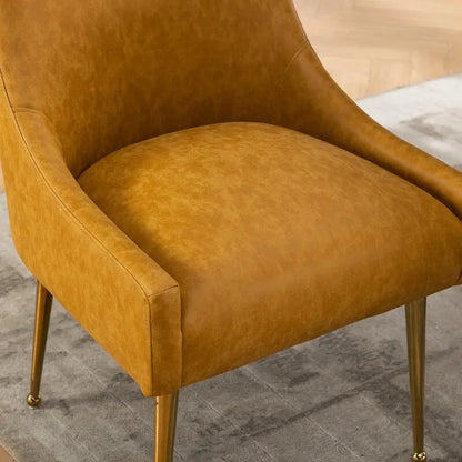 SEYNAR Modern Glam PU Leather Dining Chair or Vanity Chair Set of 6 with Rear Handle