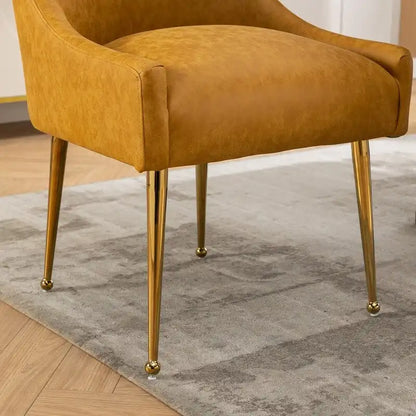 SEYNAR Modern Glam PU Leather Dining Chair or Vanity Chair Set of 6 with Rear Handle