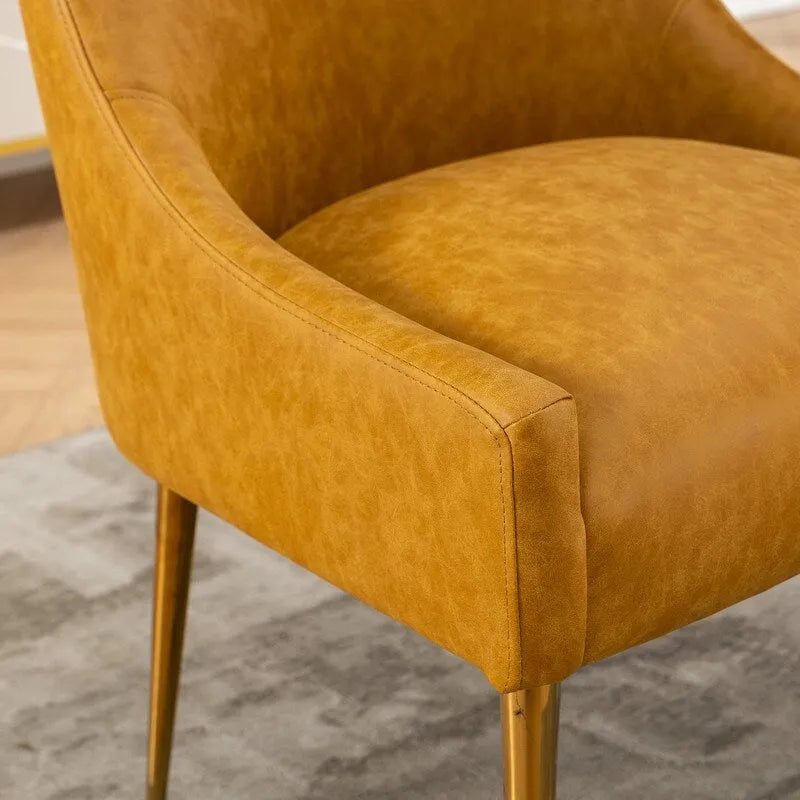 SEYNAR Modern Glam PU Leather Dining Chair or Vanity Chair Set of 6 with Rear Handle