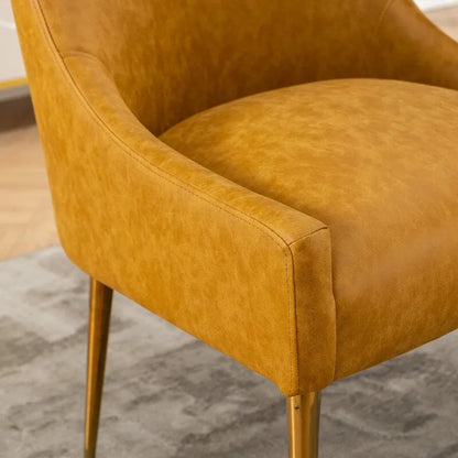 SEYNAR Modern Glam PU Leather Dining Chair or Vanity Chair Set of 6 with Rear Handle