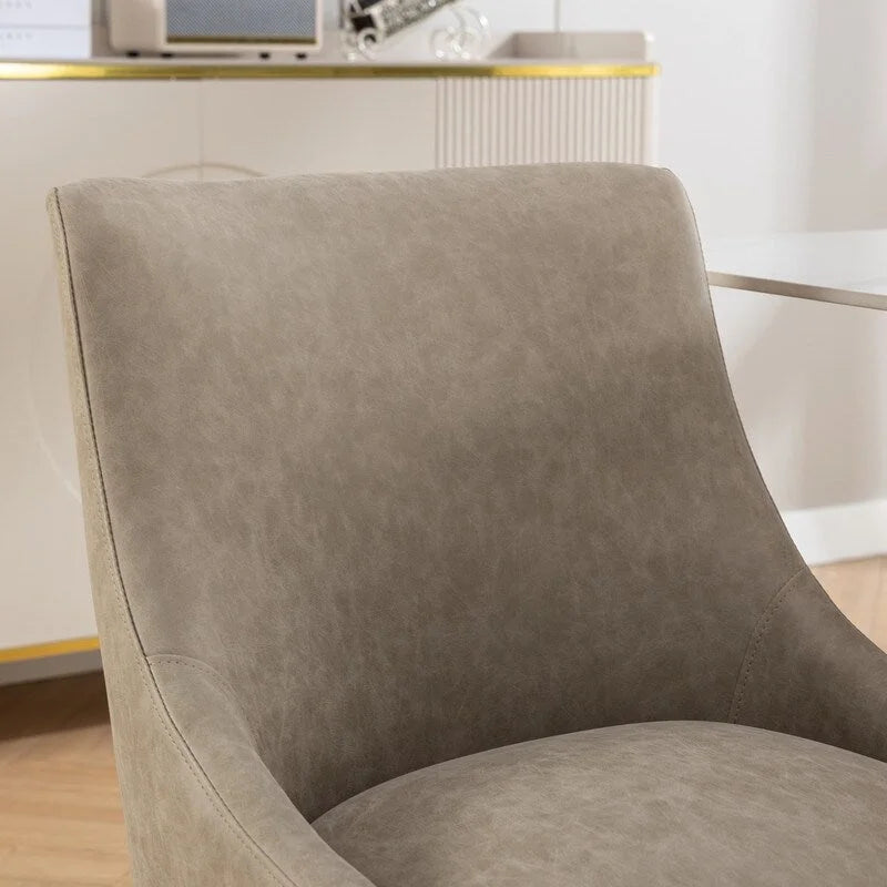 SEYNAR Modern Glam PU Leather Dining Chair or Vanity Chair Set of 6 with Rear Handle