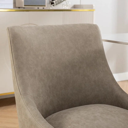 SEYNAR Modern Glam PU Leather Dining Chair or Vanity Chair Set of 6 with Rear Handle