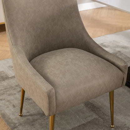 SEYNAR Modern Glam PU Leather Dining Chair or Vanity Chair Set of 6 with Rear Handle