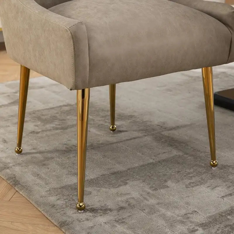 SEYNAR Modern Glam PU Leather Dining Chair or Vanity Chair Set of 6 with Rear Handle