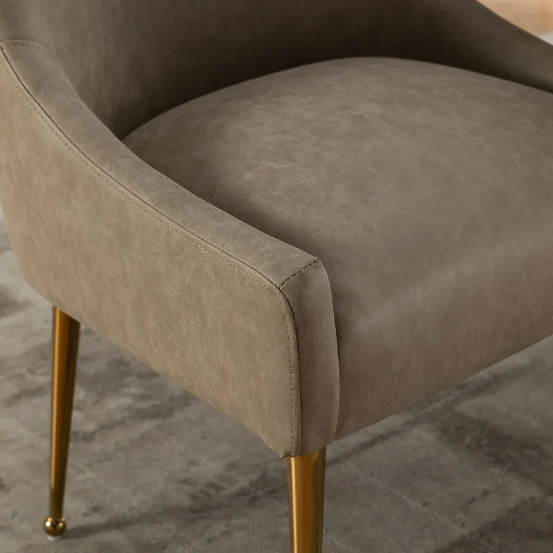 SEYNAR Modern Glam PU Leather Dining Chair or Vanity Chair Set of 6 with Rear Handle