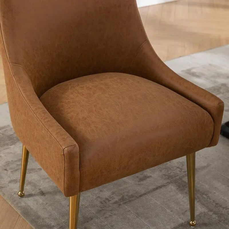 SEYNAR Modern Glam PU Leather Dining Chair or Vanity Chair Set of 6 with Rear Handle