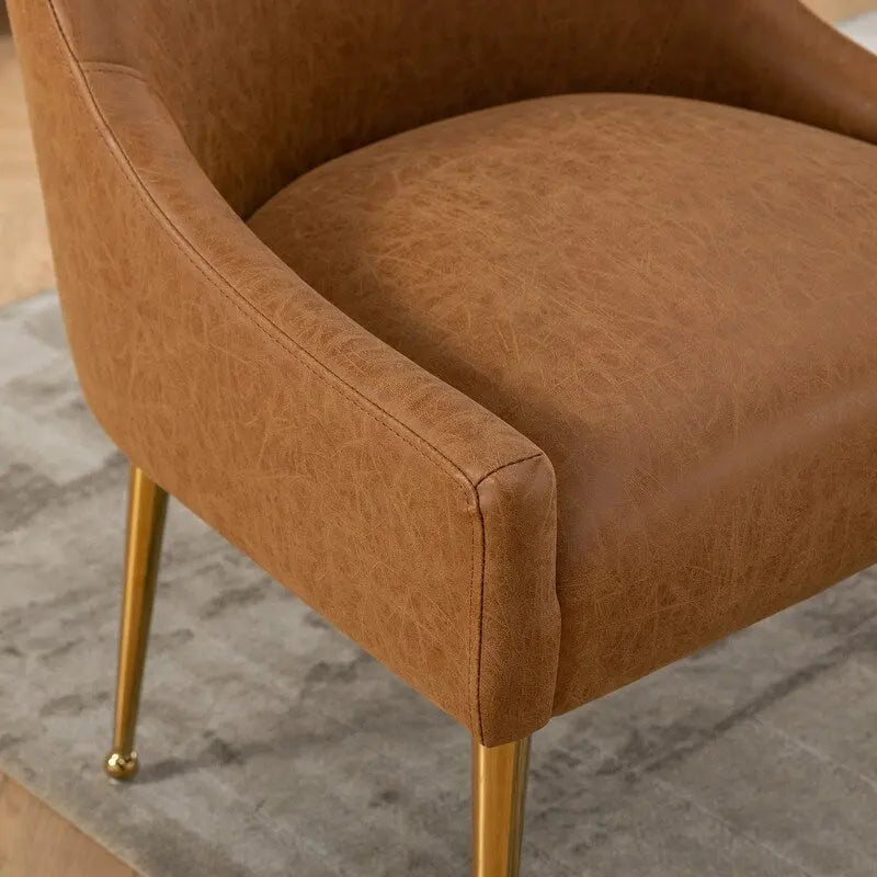 SEYNAR Modern Glam PU Leather Dining Chair or Vanity Chair Set of 6 with Rear Handle