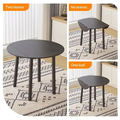 Extendable Round Solid Wood Dining Table (Only Table)