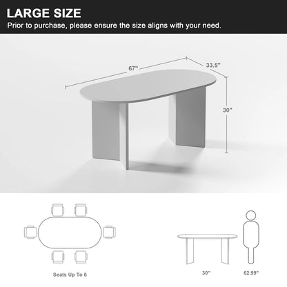 Lumioca Modern Oak Wood Top 67 in. Double Pedestal Base Dining Table