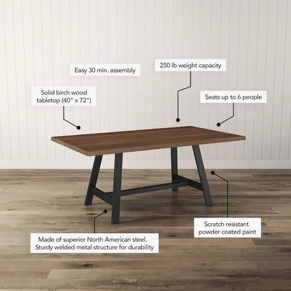 Amisco Otello 40 x 72 Solid Wood Dining Table