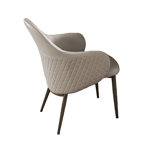 Liy 26 Inch Dining Chair Set of 2, Curved Padded, Tufted Beige Faux Leather