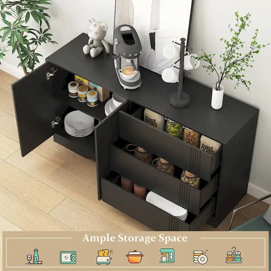 Sideboard Buffet Cabinet, Modern Kitchen Buffet Storage Cabinet with Drawer and Doors,Large Coffee Bar with Adjustable Shelves