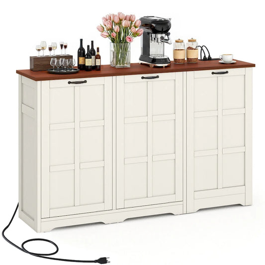 Double Tilt Out Trash Cabinet Kitchen Island with Storage